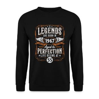 1967 Born Legends 55 birthday - Unisex Sweatshirt - black - Front - Alina (178cm) & Michal (187cm)