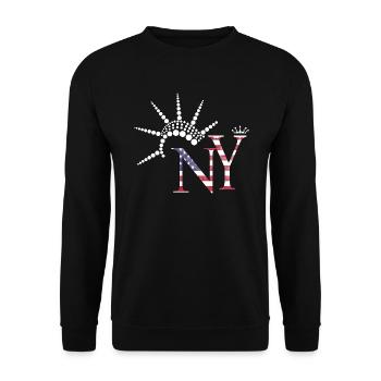 Drapeau des États-Unis Drapeau de New York Statue de la Liberté Cadeau - Sweat-shirt Unisexe - noir - Devant - Alina (178cm) & Michal (187cm)