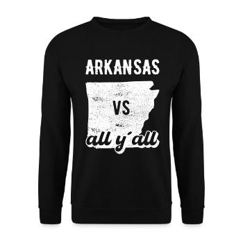 Arkansas all y all Geschenk - Unisex Pullover - Schwarz - Vorne - Alina (178cm) & Michal (187cm)
