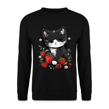 Cat Ragamuffin Fraise Cadeau - Sweat-shirt Unisexe - noir - Devant - Alina (178cm) & Michal (187cm)