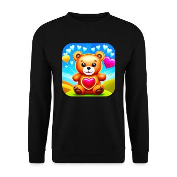 Cute teddy bear with hearts - Unisex Sweatshirt - black - Front - Alina (178cm) & Michal (187cm)