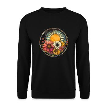 Soleil avec des fleurs - Sweat-shirt Unisexe - noir - Devant - Alina (178cm) & Michal (187cm)