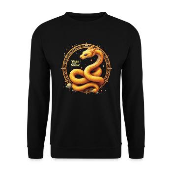 Chinesisches Neujahr - Schlange 2025 - Unisex Pullover - Schwarz - Vorne - Alina (178cm) & Michal (187cm)