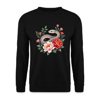 Frohes Neujahr 2025 - Schlange - Unisex Pullover - Schwarz - Vorne - Alina (178cm) & Michal (187cm)