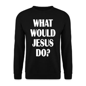 Jesus - Jesus Christ - saying - God - WWJD - Unisex Sweatshirt - black - Front - Alina (178cm) & Michal (187cm)