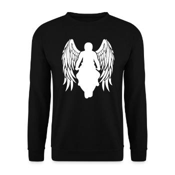 Engel Motorrad Flügel Motorradfahrer Engelsflügel - Unisex Pullover - Schwarz - Vorne - Alina (178cm) & Michal (187cm)