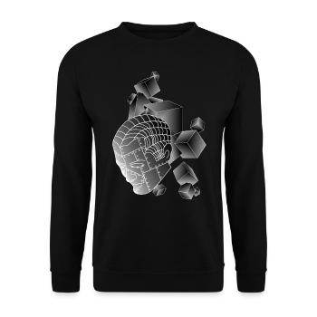Robot with cube dark grey - Unisex Sweatshirt - black - Front - Alina (178cm) & Michal (187cm)