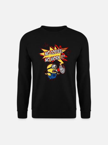 Minions Mit Megaphon No Coffee No Work!!! - Unisex Pullover - Schwarz