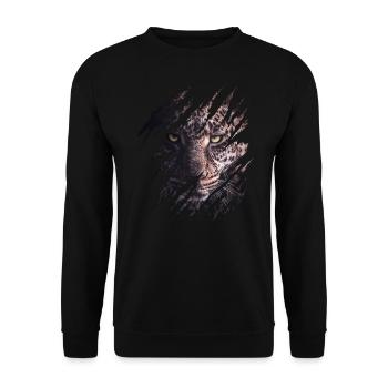 Leopard, scratch marks, claws, wild, big cat, animal - Unisex Sweatshirt - black - Front - Alina (178cm) & Michal (187cm)