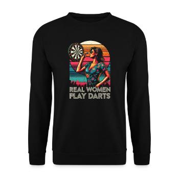 Real Women Play Darts - Funny Darts Players - Unisex Sweatshirt - black - Front - Alina (178cm) & Michal (187cm)