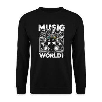 Music On World Off - Für Party & Musikliebhaber - Unisex Pullover - Schwarz - Vorne - Alina (178cm) & Michal (187cm)