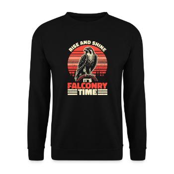 Rise And Shine It's Falconry Time - Falknerei - Unisex Pullover - Schwarz - Vorne - Alina (178cm) & Michal (187cm)
