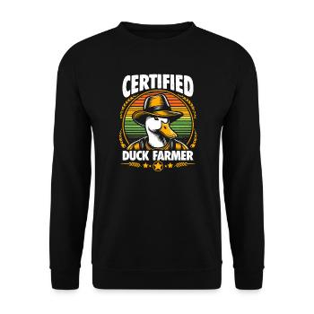 Éleveur de canards certifié - Cadeau d’amoureux des canards - Sweat-shirt Unisexe - noir - Devant - Alina (178cm) & Michal (187cm)