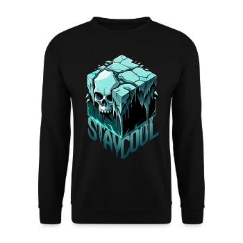 Restez cool Crâne / Crâne Glaçon / Glace FS0176 - Sweat-shirt Unisexe - noir - Devant - Alina (178cm) & Michal (187cm)