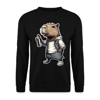 Capybara pulvérise des graffitis - Sweat-shirt Unisexe - noir - Devant - Alina (178cm) & Michal (187cm)