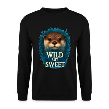 Wild but Sweet – Cool Otter - Unisex Sweatshirt - black - Front - Alina (178cm) & Michal (187cm)