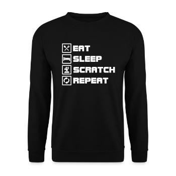 eat sleep scratch repeat DJ - Unisex Sweatshirt - black - Front - Alina (178cm) & Michal (187cm)