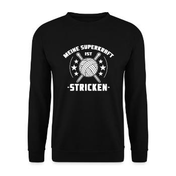 Knitting "superpower" - Unisex Sweatshirt - black - Front - Alina (178cm) & Michal (187cm)