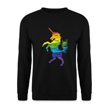 Arc en ciel Licorne - Sweat-shirt Unisexe - noir - Devant - Alina (178cm) & Michal (187cm)
