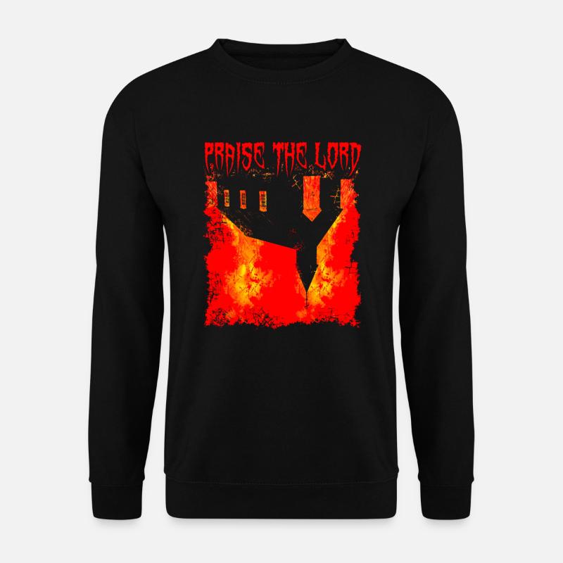 Brennende Kirche - praise the lord - Unisex Pullover - Schwarz