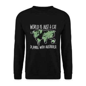 Cat playful with card Gift idea Geology - Unisex Sweatshirt - black - Front - Alina (178cm) & Michal (187cm)