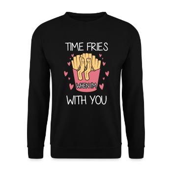 Créer des liens avec les frites - Sweat-shirt Unisexe - noir - Devant - Alina (178cm) & Michal (187cm)