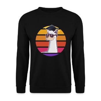 Lama Doktorhut Abschluss Retro Lama Promotion - Unisex Pullover - Schwarz - Vorne - Alina (178cm) & Michal (187cm)