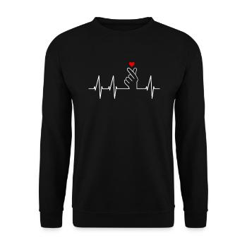 K-pop Saranghae Finger Signe Kpop Finger Heart - Sweat-shirt Unisexe - noir - Devant - Alina (178cm) & Michal (187cm)