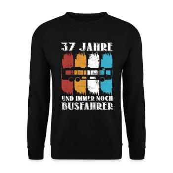 Busfahrer 37 Jahre Busfahren Beruf 37 Geburtstag - Unisex Pullover - Schwarz - Vorne - Alina (178cm) & Michal (187cm)