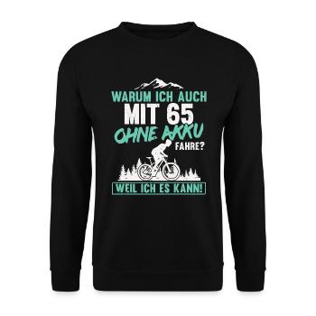 65 Geburtstag Radfahrer 65 Jahre Spruch - Unisex Pullover - Schwarz - Vorne - Alina (178cm) & Michal (187cm)