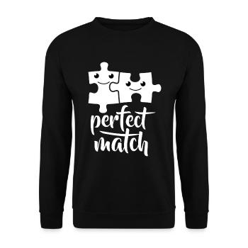 Cute puzzle pieces Perfect Match Puzzle saying - Unisex Sweatshirt - black - Front - Alina (178cm) & Michal (187cm)