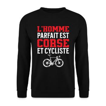 L'Homme Parfait Est Corse Cycliste - Sweat-shirt Unisexe - noir - Devant - Alina (178cm) & Michal (187cm)