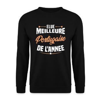 Cadeau Portugaise elue meilleure Portugaise - Sweat-shirt Unisexe - noir - Devant - Alina (178cm) & Michal (187cm)