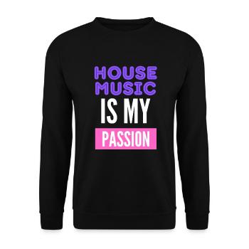 House-Musik ist meine Leidenschaft - Unisex Pullover - Schwarz - Vorne - Alina (178cm) & Michal (187cm)
