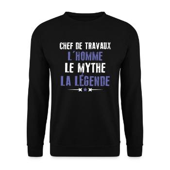 Chef de travaux l'homme le mythe la légende humour - Sweat-shirt Unisexe - noir - Devant - Alina (178cm) & Michal (187cm)