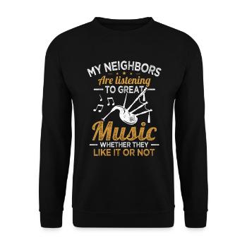 Les voisins de la cornemuse écoutent de la bonne musique de cornemuse - Sweat-shirt Unisexe - noir - Devant - Alina (178cm) & Michal (187cm)