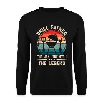 Grill Vater BBQ Papa Griller - Unisex Pullover - Schwarz - Vorne - Alina (178cm) & Michal (187cm)
