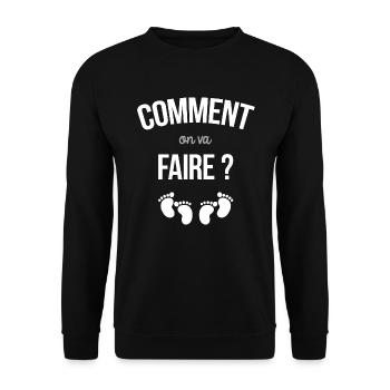 Idee Cadeau Annonce Grossesse Originale Jumeaux - Sweat-shirt Unisexe - noir - Devant - Alina (178cm) & Michal (187cm)
