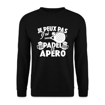 Je peux pas j'ai padel et apéro - Sweat-shirt Unisexe - noir - Devant - Alina (178cm) & Michal (187cm)