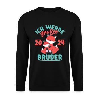 Großer Bruder 2024 Junge Geschwister Geburt - Unisex Pullover - Schwarz - Vorne - Alina (178cm) & Michal (187cm)