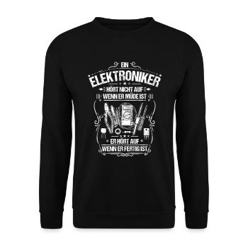 Elektroniker/Elektronik/Elektrizität/Elektriker - Unisex Pullover - Schwarz - Vorne - Alina (178cm) & Michal (187cm)