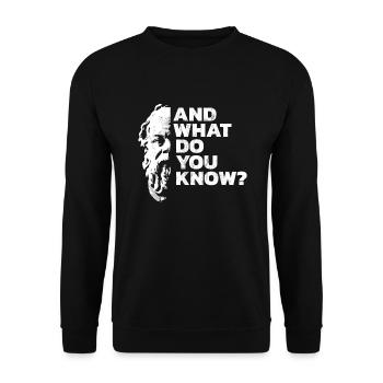 SOCRATES PHILOSOPHY NERD KNOWLEDGE PROBLEM GIFT - Unisex Sweatshirt - black - Front - Alina (178cm) & Michal (187cm)
