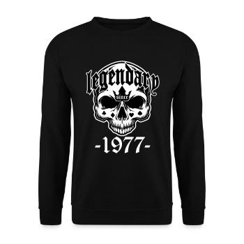Les couleurs peuvent être modifiées | Crâne légendaire depuis 1977 - Sweat-shirt Unisexe - noir - Devant - Alina (178cm) & Michal (187cm)