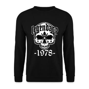 Les couleurs peuvent être modifiées | Crâne légendaire depuis 1978 - Sweat-shirt Unisexe - noir - Devant - Alina (178cm) & Michal (187cm)