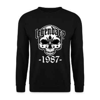Legendär seit 1987 - Totenkopf | Farben änderbar - Unisex Pullover - Schwarz - Vorne - Alina (178cm) & Michal (187cm)