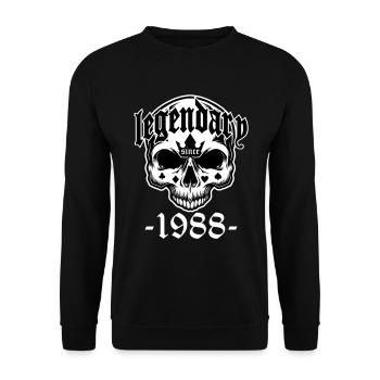 Legendär seit 1988 - Totenkopf | Farben änderbar - Unisex Pullover - Schwarz - Vorne - Alina (178cm) & Michal (187cm)