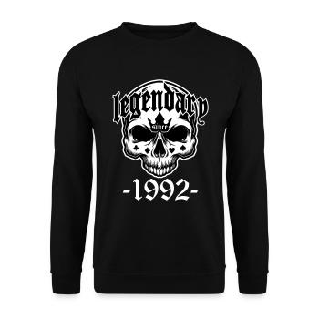 Legendär seit 1992 - Totenkopf | Farben änderbar - Unisex Pullover - Schwarz - Vorne - Alina (178cm) & Michal (187cm)