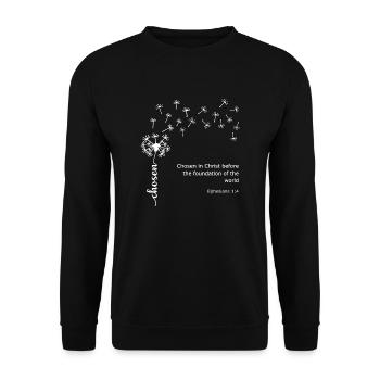 Pissenlit choisi Conception chrétienne Éphésiens 1:4 - Sweat-shirt Unisexe - noir - Devant - Alina (178cm) & Michal (187cm)