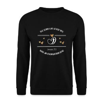Christliches Design Der Herr hat ewige Liebe - Unisex Pullover - Schwarz - Vorne - Alina (178cm) & Michal (187cm)