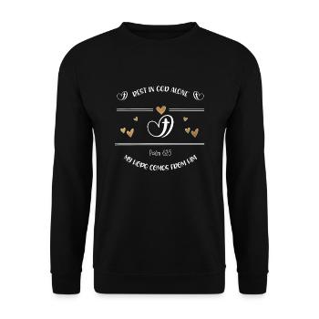 Christian Design Rest in God - Unisex Sweatshirt - black - Front - Alina (178cm) & Michal (187cm)